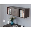 Basicwise Wall Mounted Office Computer Desk and Floating Hutch Cabinet, Brown QI003675B.2